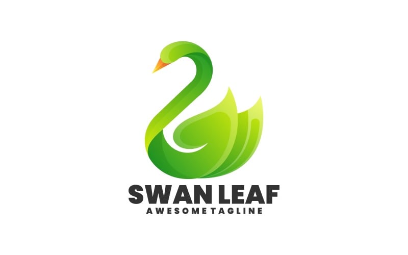 Swan Leaf Gradient Logo Style Logo Template