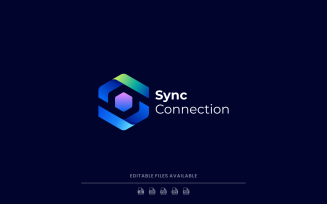 Sync Hexagon Gradient Colorful Logo