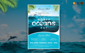 World Oceans Day Flyer Print and Social Media Template