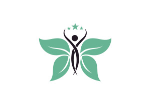 Butterfly Leaf People Logo Vector