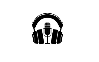 Podcast Mic And Headset Logo Vector V1