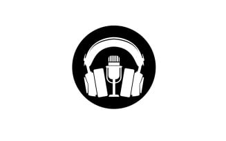 Podcast Mic And Headset Logo Vector V2