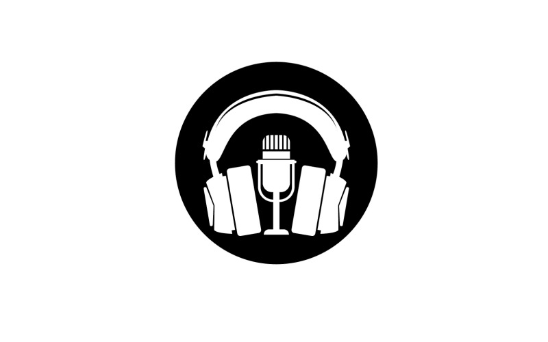 Podcast Mic And Headset Logo Vector V2 Logo Template