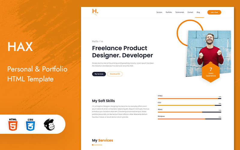 Hax - Personal and Portfolio HTML Template Landing Page Template