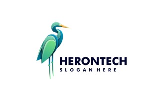 Heron Tech Gradient Logo Design