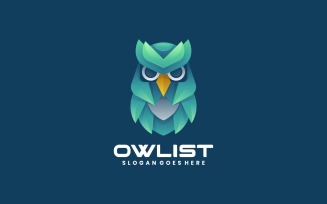 Owl Head Gradient Logo Design
