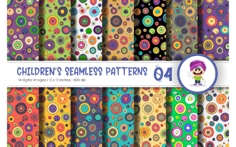 Cute Baby Seamless Patterns 04. Digital Paper. Vector Vector Graphic