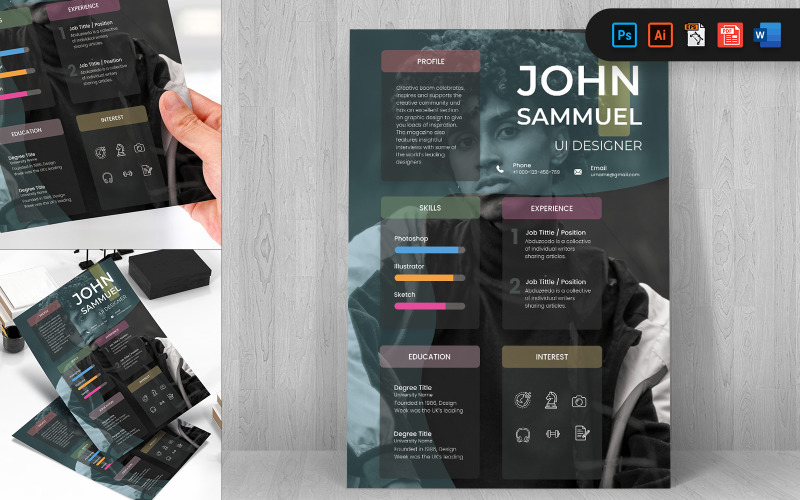 Designer Elegant CV Resume Print Template Resume Template