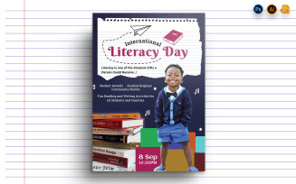 International Literacy Day Flyer Print and Social Media Template