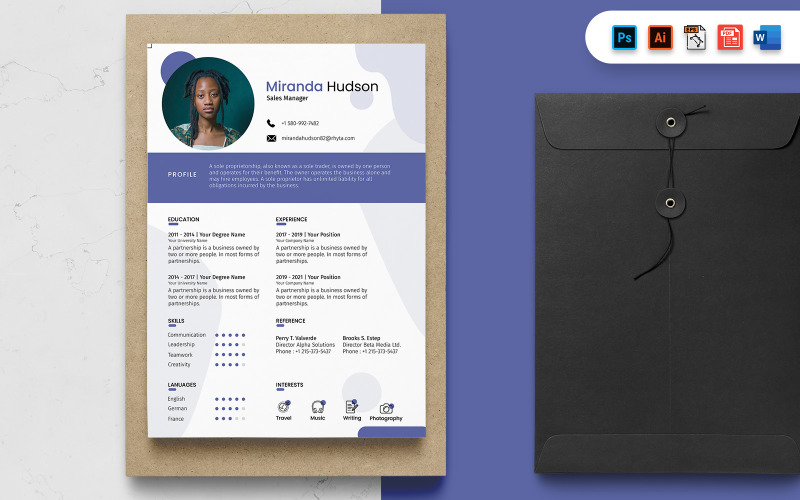 Marketing Manager CV Resume Print Template Resume Template