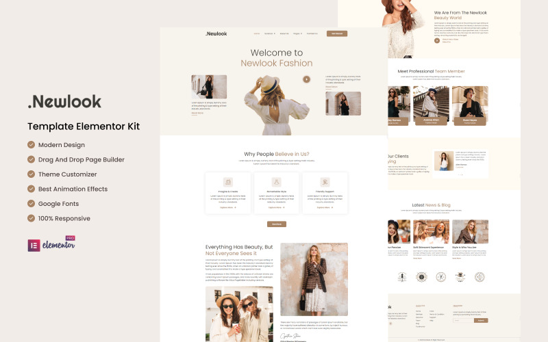 Newlook - Fashion and Clothing Elementor Template Kit Elementor Kit