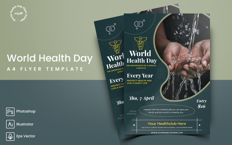 World Health Day Flyer Print and Social Media Template