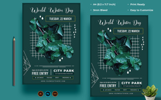 World Water Day Flyer Print and Social Media Template
