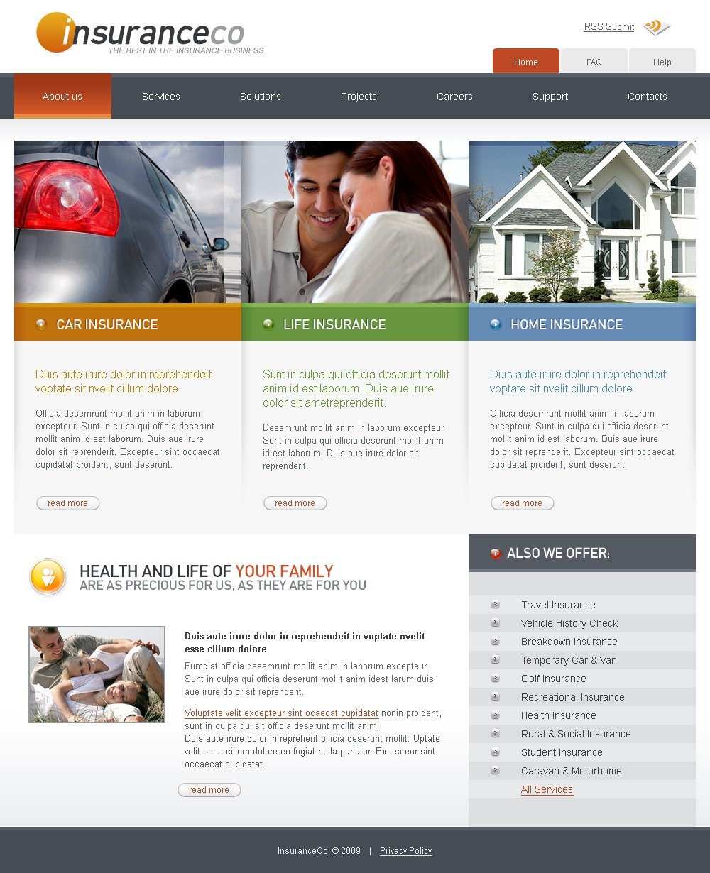 Insurance Website Template - Web Design Templates