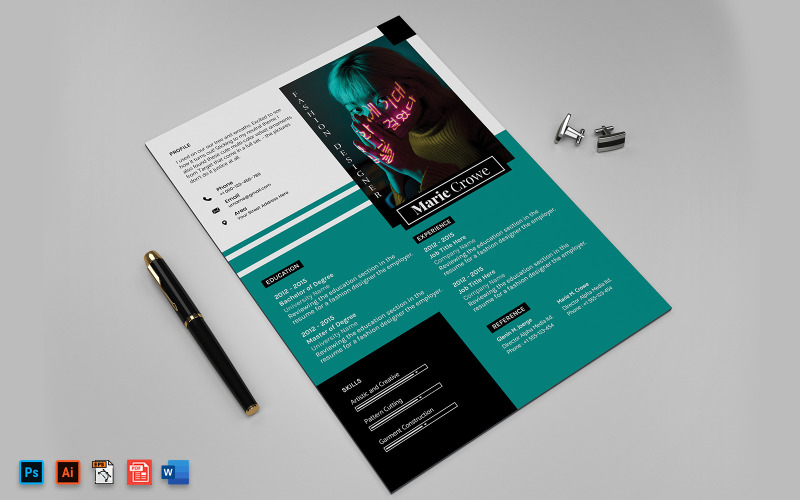 Fashion Designer CV Resume A4 Printable Template Resume Template