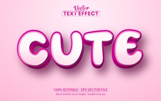Cute - Editable Text Effect, Soft Pink Cartoon Text Style, Graphics Illustration