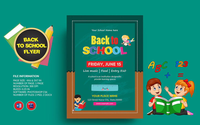 Back To School Party Flyer Corporate Identity