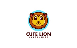 Cute Lion Simple Mascot Logo Design
