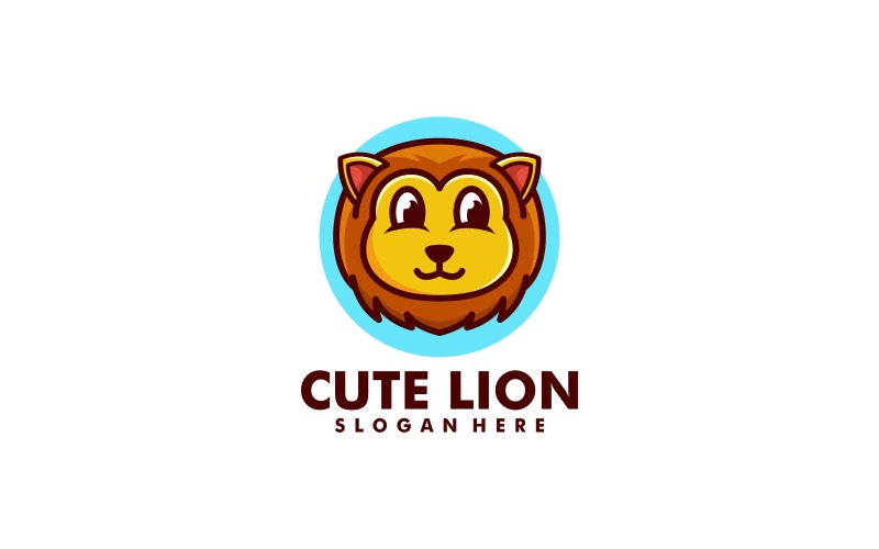 Cute Lion Simple Mascot Logo Design Logo Template
