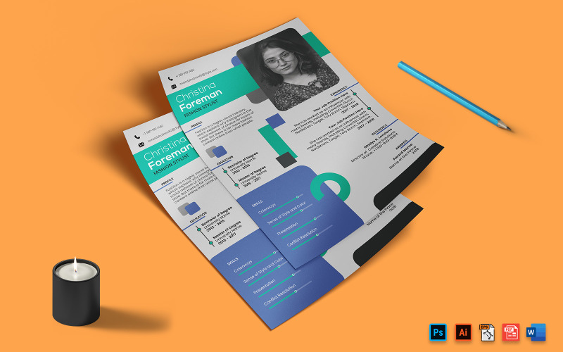 Fashion Stylist CV Resume A4 Print Template-02 Resume Template