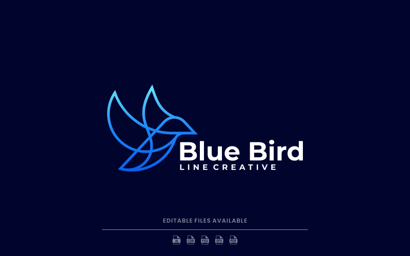 Blue Bird Line Art Logo Style Logo Template