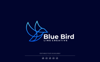 Blue Bird Line Art Logo Style