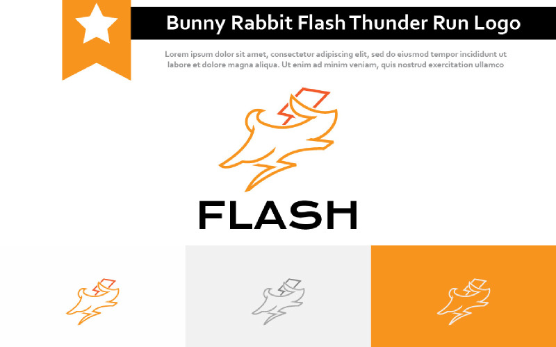 Bunny Rabbit Flash Bolt Thunder Run Electricity Energy Logo Logo Template