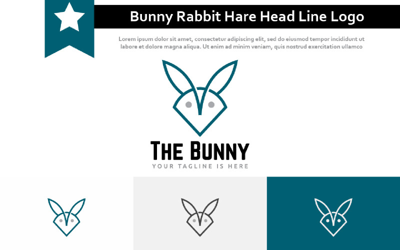 Bunny Rabbit Hare Head Simple Modern Line Logo Logo Template