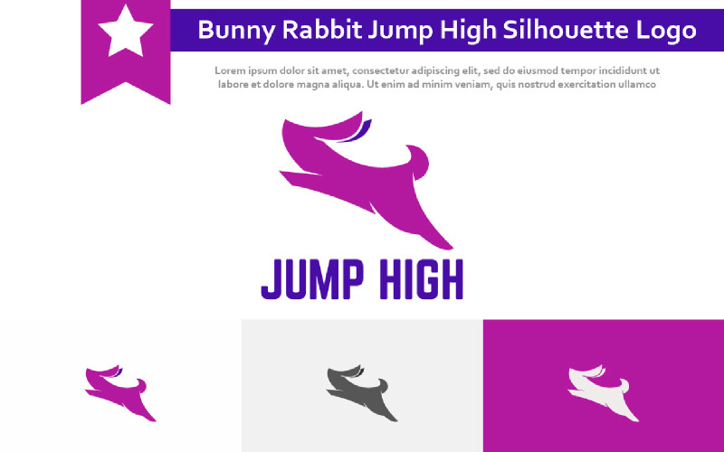 Bunny Rabbit Hare Run Jump High Silhouette Logo Logo Template