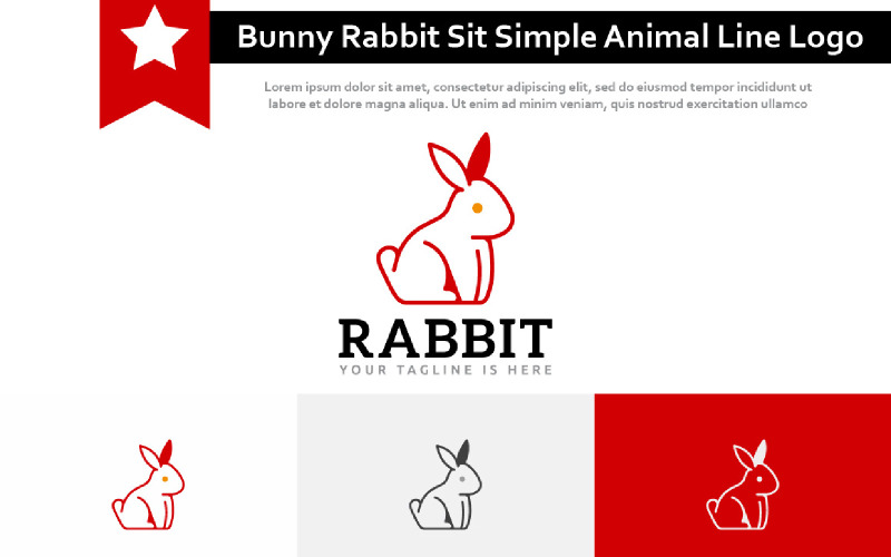 Bunny Rabbit Sit Simple Animal Line Logo Logo Template