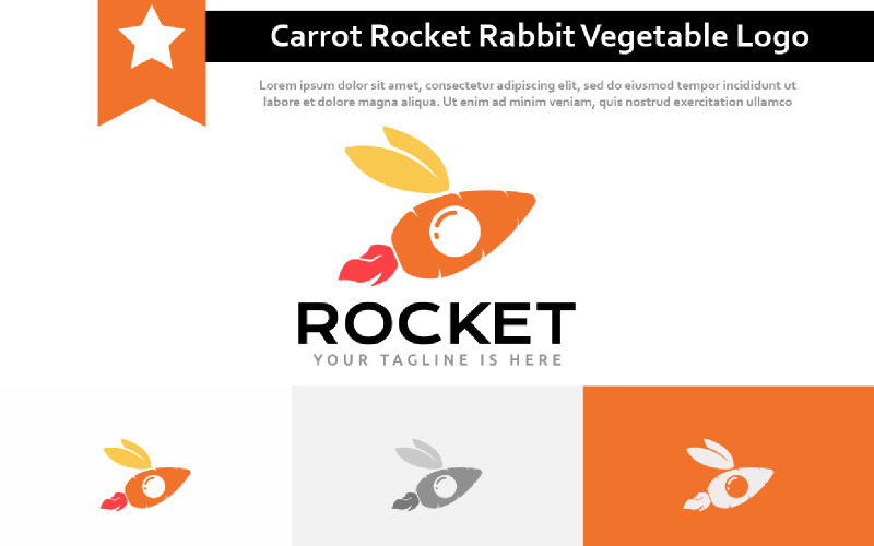 Carrot Rocket Rabbit Bunny Animal Vegetable Space Logo Logo Template
