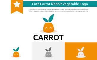 Cute Carrot Bunny Rabbit Vegetable Food Animal Logo
