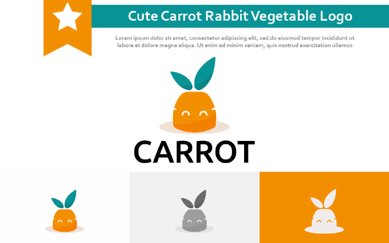 Cute Carrot Bunny Rabbit Vegetable Food Animal Logo Logo Template