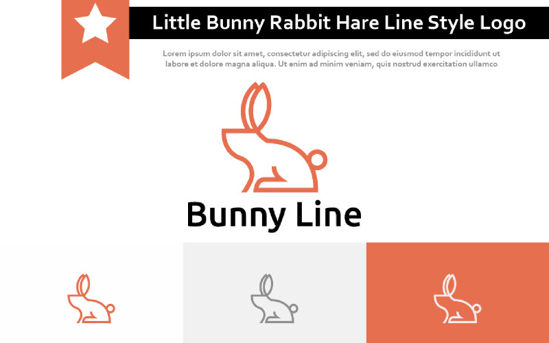 Little Bunny Rabbit Hare Simple Line Style Logo Logo Template