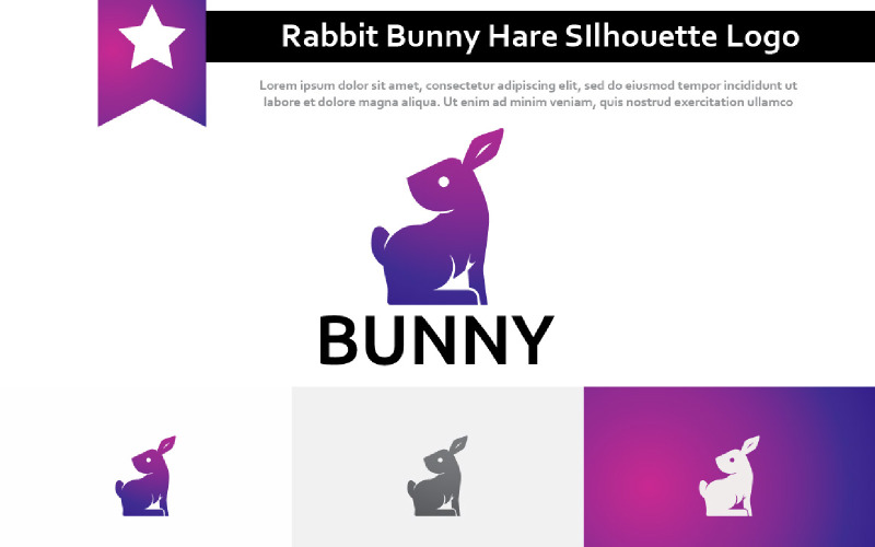 Rabbit Bunny Hare Simple Silhouette Animal Logo Logo Template