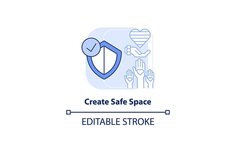 Create Safe Space Light Blue Concept Icon Icon Set