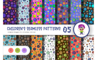 Cute Baby Seamless Patterns 05. Digital Paper. Vector