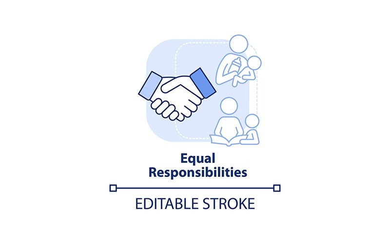 Equal Responsibilities Light Blue Concept Icon Icon Set