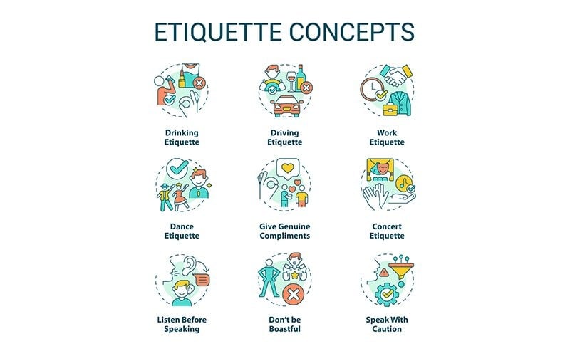 Etiquette Concept Icons Set Icon Set