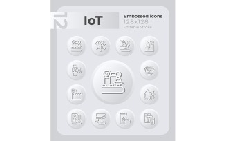 Internet Of Things Embossed Icons Set