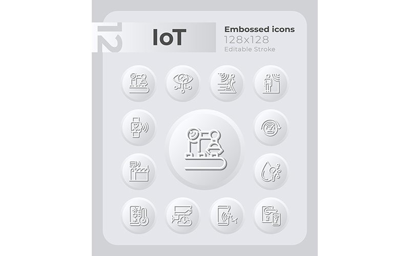 Internet Of Things Embossed Icons Set Icon Set