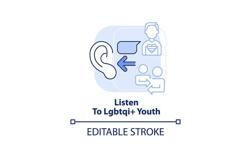 Listen To LGBTQI Youth Light Blue Concept Icon Icon Set