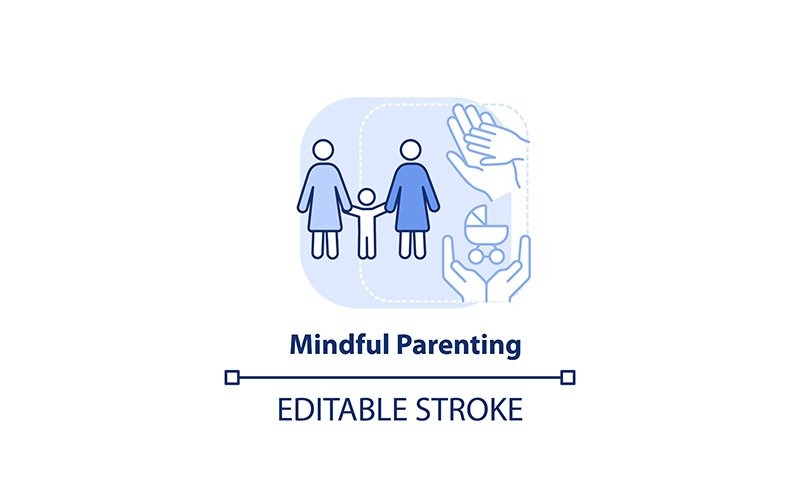 Mindful Parenting Light Blue Concept Icon Icon Set