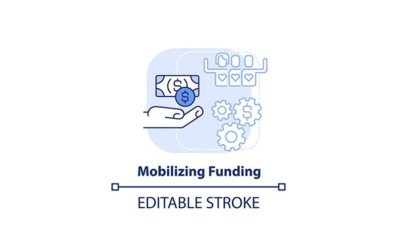 Mobilizing Funding Light Blue Concept Icon Icon Set