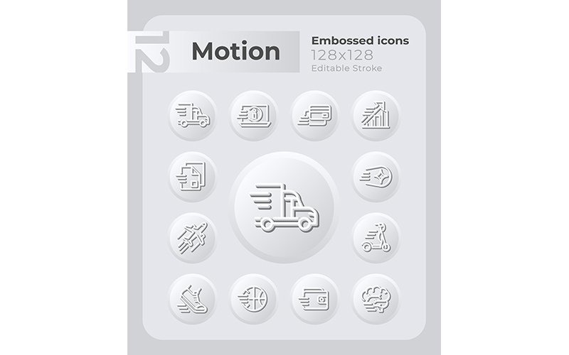 Motion Embossed Icons Set Icon Set