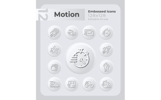 Movement Embossed Icons Set