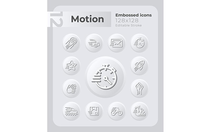 Movement Embossed Icons Set Icon Set