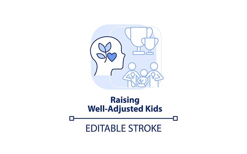Raising Well Adjusted Kids Light Blue Concept Icon Icon Set