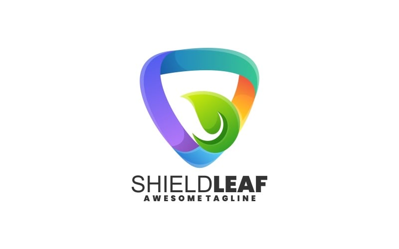 Shield Leaf Gradient Colorful Logo Logo Template