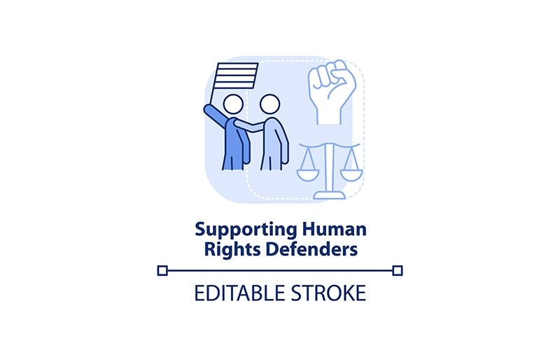 Supporting Human Rights Defenders Light Blue Concept Icon Icon Set
